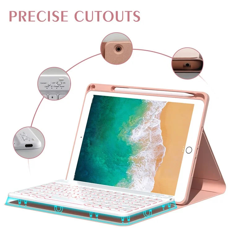 For iPad 9.7-inch (2017) / (2018) / iPad Air 2 Backlit Bluetooth Keyboard Tablet Leather Case
