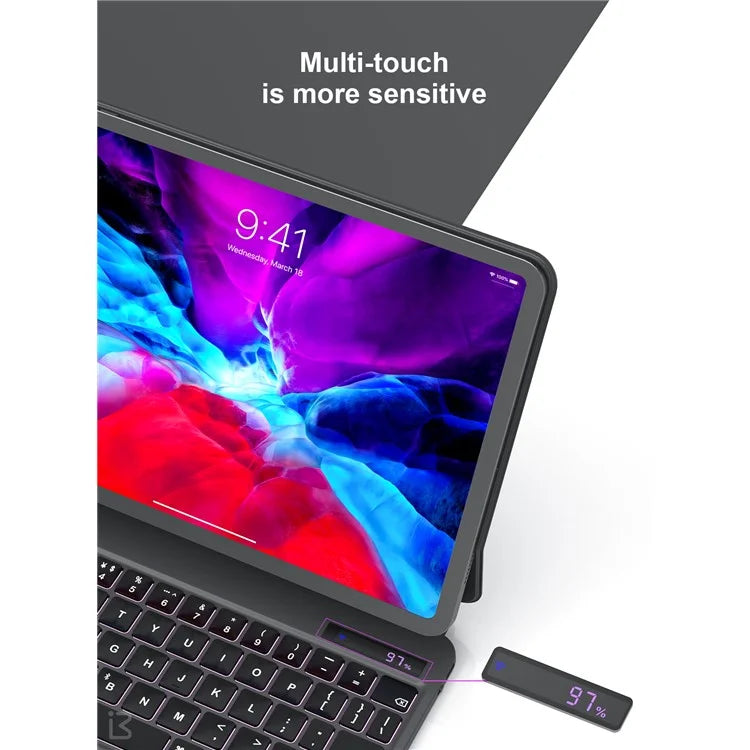 BENWIS ID-MKB For iPad 10.9 (2022) Magnetic Suspension Keyboard Leather Tablet Stand Case