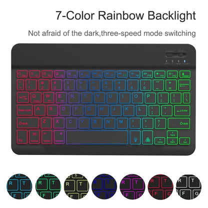 SK-A9+RGB For Samsung Galaxy Tab A9+ SM-X210 / X216 / X218 Leather Tablet Case with Detachable RGB Backlit Keyboard