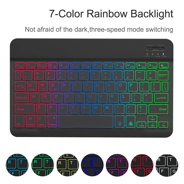 SK-A9+RGB For Samsung Galaxy Tab A9+ SM-X210 / X216 / X218 Leather Tablet Case with Detachable RGB Backlit Keyboard