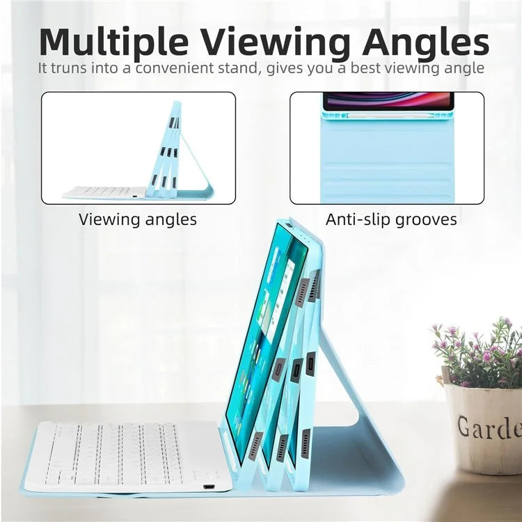 SD-X710 For Samsung Galaxy Tab S7 / S8 / S9 / S9 FE 11 inch PU Tablet Case Backlit Bluetooth Keyboard