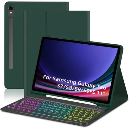 SD-X710 For Samsung Galaxy Tab S7 / S8 / S9 / S9 FE 11 inch PU Tablet Case Backlit Bluetooth Keyboard