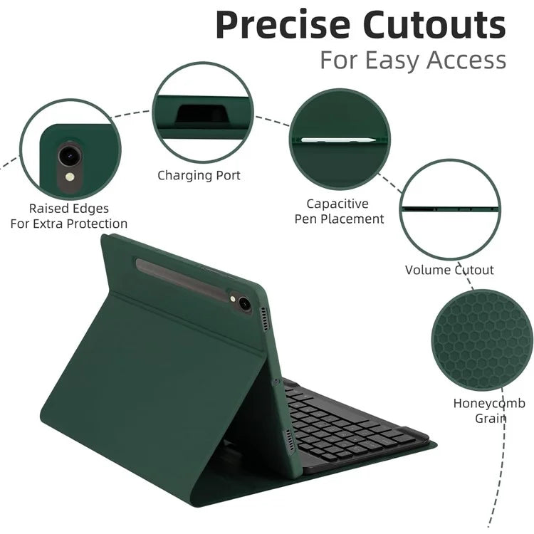 SD-X710 For Samsung Galaxy Tab S7 / S8 / S9 / S9 FE 11 inch PU Tablet Case Backlit Bluetooth Keyboard