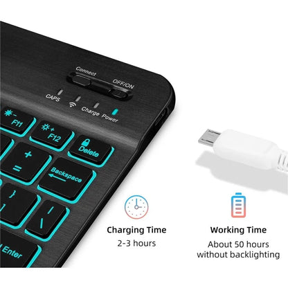 SD-X710 For Samsung Galaxy Tab S7 / S8 / S9 / S9 FE 11 inch PU Tablet Case Backlit Bluetooth Keyboard