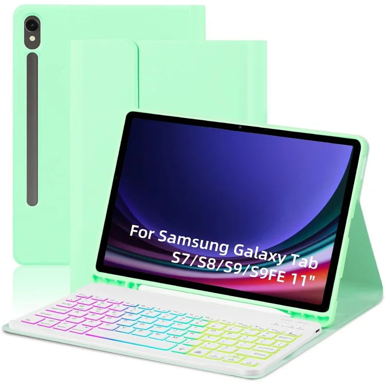 SD-X710 For Samsung Galaxy Tab S7 / S8 / S9 / S9 FE 11 inch PU Tablet Case Backlit Bluetooth Keyboard