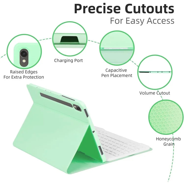 SD-X710 For Samsung Galaxy Tab S7 / S8 / S9 / S9 FE 11 inch PU Tablet Case Backlit Bluetooth Keyboard