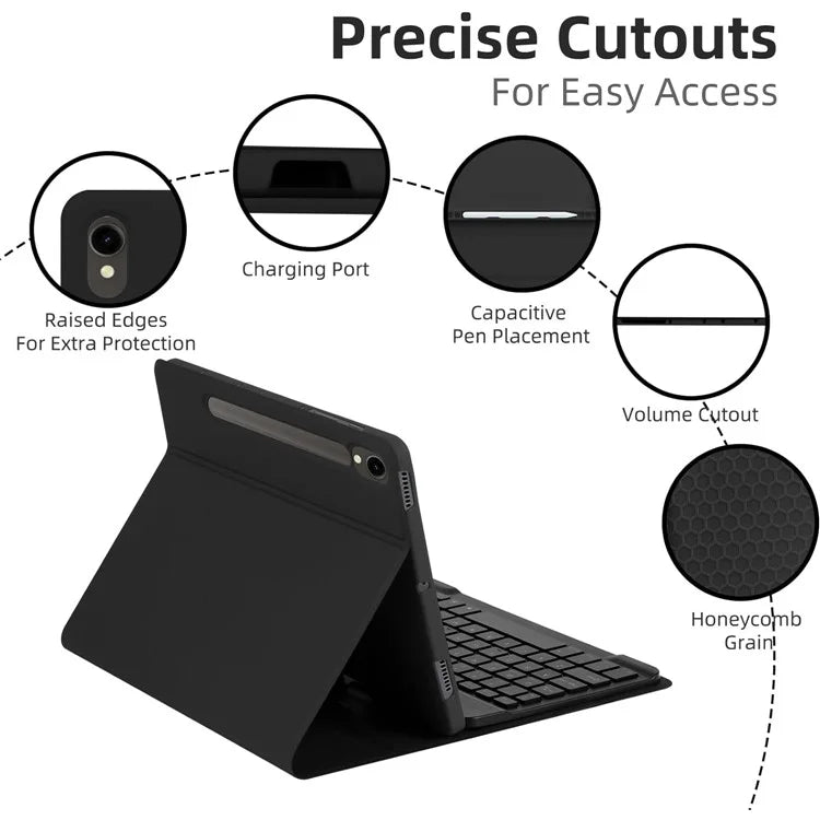 SD-X710 For Samsung Galaxy Tab S7 / S8 / S9 / S9 FE 11 inch PU Tablet Case Backlit Bluetooth Keyboard