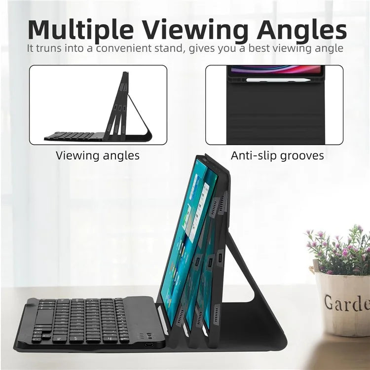 SD-X710 For Samsung Galaxy Tab S7 / S8 / S9 / S9 FE 11 inch PU Tablet Case Backlit Bluetooth Keyboard