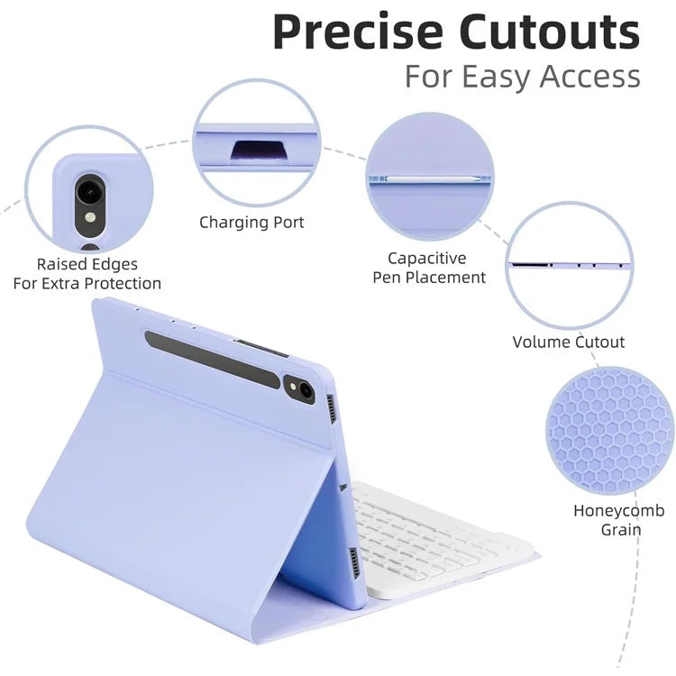 SD-X710 For Samsung Galaxy Tab S7 / S8 / S9 / S9 FE 11 inch PU Tablet Case Backlit Bluetooth Keyboard