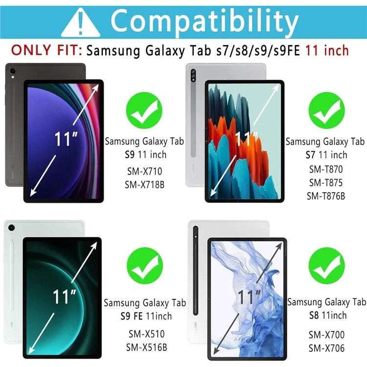 SD-X710 For Samsung Galaxy Tab S7 / S8 / S9 / S9 FE 11 inch PU Tablet Case Backlit Bluetooth Keyboard