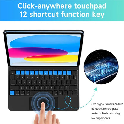 X8 For iPad 10.9 (2022) Magnetic Leather Tablet Case Bluetooth Keyboard with Touchpad