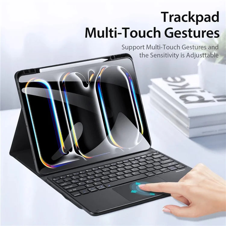 DUX DUCIS For iPad Pro 13 (2024) Bluetooth Keyboard + Anti-Drop PU Leather Tablet Case