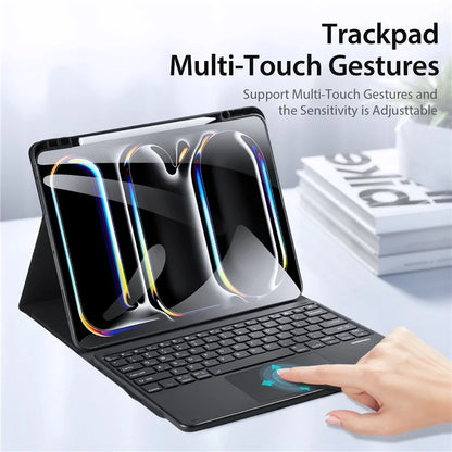 DUX DUCIS For iPad Pro 13 (2024) Bluetooth Keyboard + Anti-Drop PU Leather Tablet Case