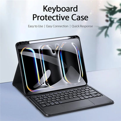 DUX DUCIS For iPad Pro 11 (2024) Wireless Bluetooth Keyboard + Stand Leather Tablet Case
