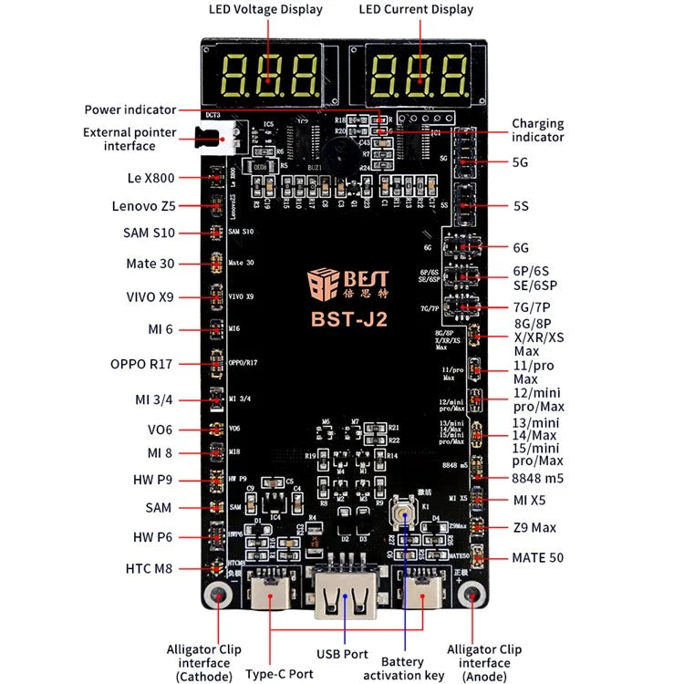BEST BST-J2 Battery Activation Detection Board for iPhone 5-15 Series