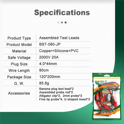 BEST BST-080-JP Assembled Test Leads with Stackable Banana Plugs