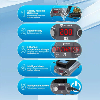 SUNSHINE S2 Precise Soldering Station Digital Display Soldering Station for C210 Soldering Iron Tips