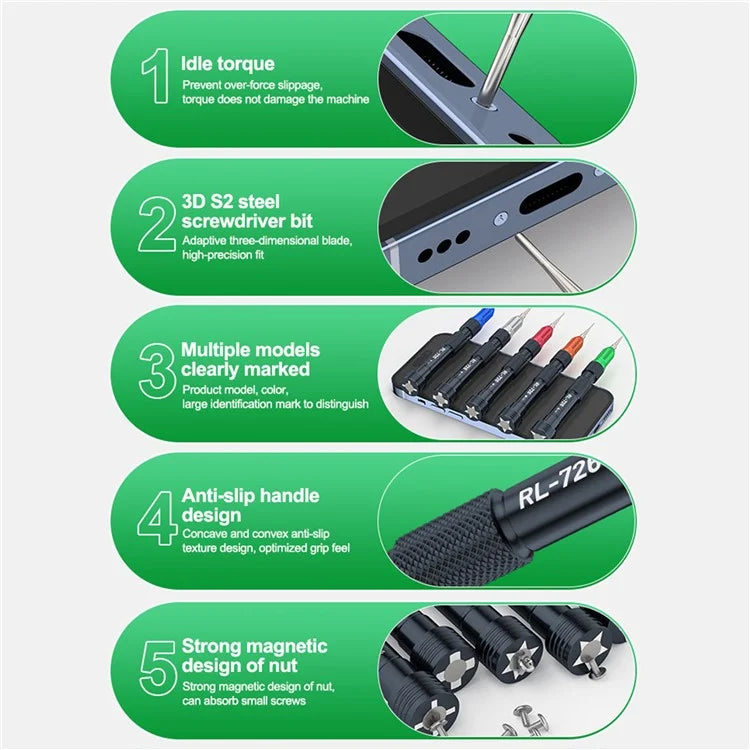 RELIFE RL-726A 3D Torque Screwdriver Set Extra Hard S2 Steel Bit Electronic Disassembly Tool