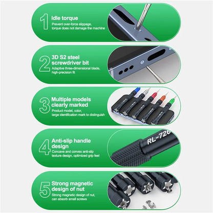 RELIFE RL-726A 3D Torque Screwdriver Set Extra Hard S2 Steel Bit Electronic Disassembly Tool