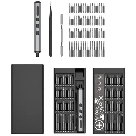 JIAFA 68-in-1 Electric / Manual Dual Mode Screwdriver Set with 64 Bits, LED Lighting for Mobile Phones, PC, Watches