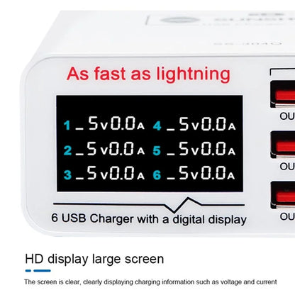 SUNSHINE SSS-304Q 6-Port LCD USB Charger Fast Charging Support Intelligence QC 3.0