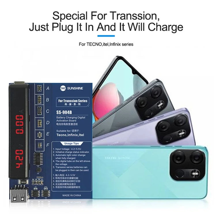 SUNSHINE SS-904B Battery Fast Charging Activation Board for Tecno / itel / Transsion Infinix Series