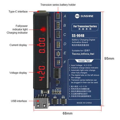 SUNSHINE SS-904B Battery Fast Charging Activation Board for Tecno / itel / Transsion Infinix Series