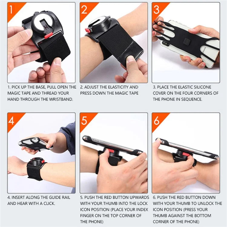 Detachable Armband Phone Holder Rotatable Gym Sports Wristband for 4-7.9-inch Universal Smartphone