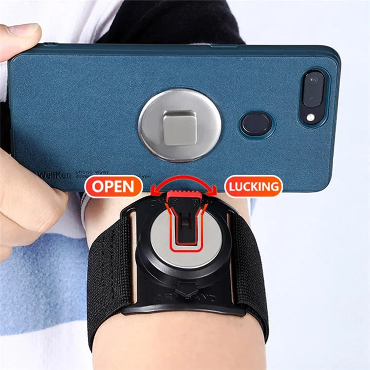 Detachable Lock Metal Buckle Rotatable Wrist Strap Phone Holder Outdoor Sports Armband for 4-7.9" Phones