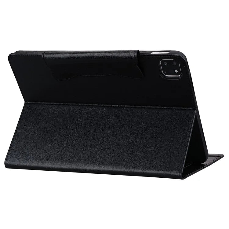 For iPad Pro 13 (2024) Case PU Leather Card Slots Tablet Cover Cat-Shaped Magnetic Clasp