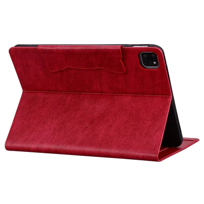 For iPad Pro 13 (2024) Case PU Leather Card Slots Tablet Cover Cat-Shaped Magnetic Clasp