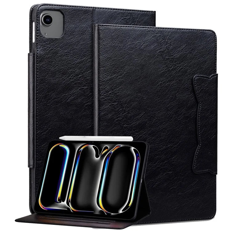 For iPad Air 13 (2024) Case Viewing Stand PU Leather Tablet Cover Cat-Shaped Magnetic Clasp