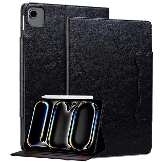 For iPad Air 13 (2024) Case Viewing Stand PU Leather Tablet Cover Cat-Shaped Magnetic Clasp