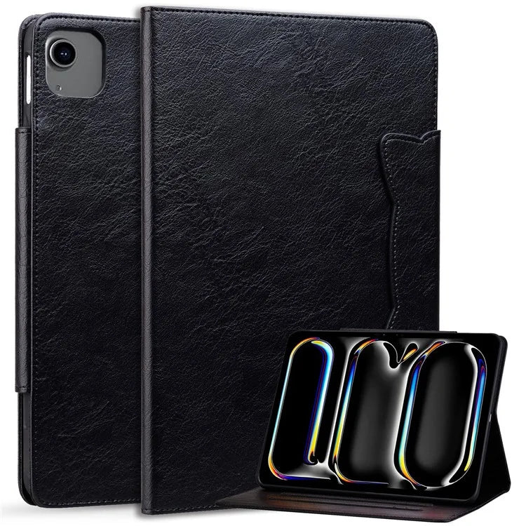 For iPad Air 13 (2024) Case Viewing Stand PU Leather Tablet Cover Cat-Shaped Magnetic Clasp