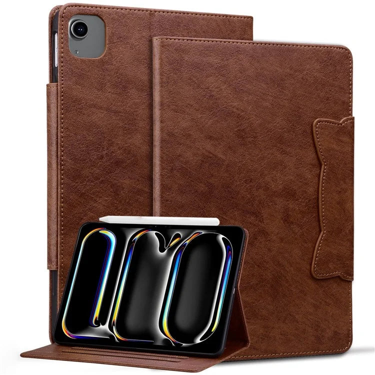 For iPad Air 13 (2024) Case Viewing Stand PU Leather Tablet Cover Cat-Shaped Magnetic Clasp