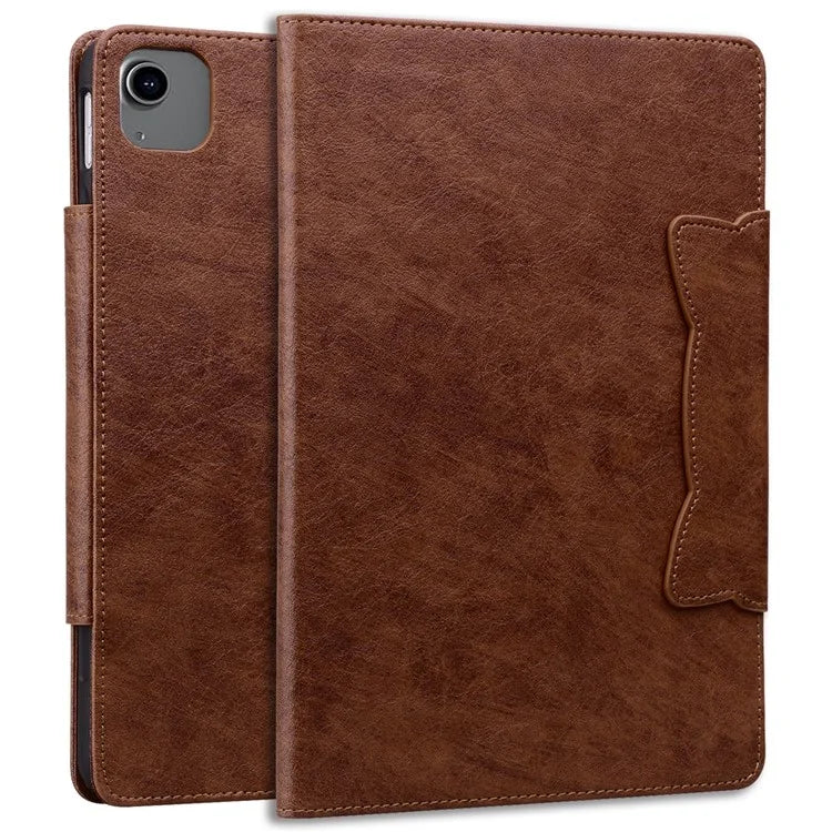 For iPad Air 13 (2024) Case Viewing Stand PU Leather Tablet Cover Cat-Shaped Magnetic Clasp