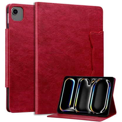 For iPad Air 13 (2024) Case Viewing Stand PU Leather Tablet Cover Cat-Shaped Magnetic Clasp