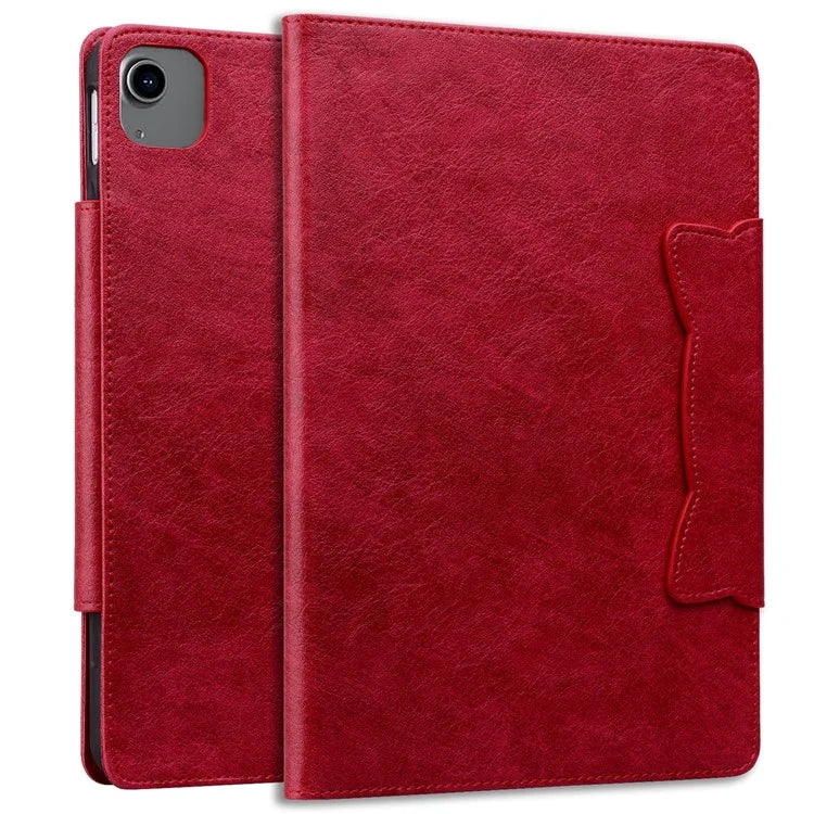 For iPad Air 13 (2024) Case Viewing Stand PU Leather Tablet Cover Cat-Shaped Magnetic Clasp