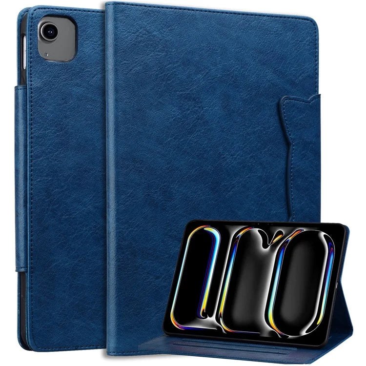 For iPad Air 13 (2024) Case Viewing Stand PU Leather Tablet Cover Cat-Shaped Magnetic Clasp