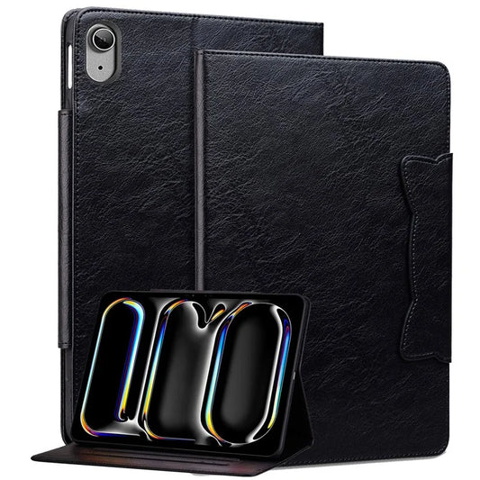 For iPad 10.9 (2022) Case Leather Business Folio Tablet Cover Cute Cat-Shaped Magnetic Clasp