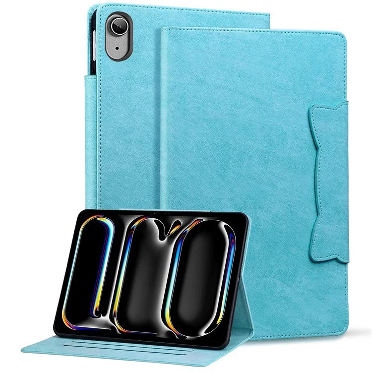 For iPad 10.9 (2022) Case Leather Business Folio Tablet Cover Cute Cat-Shaped Magnetic Clasp