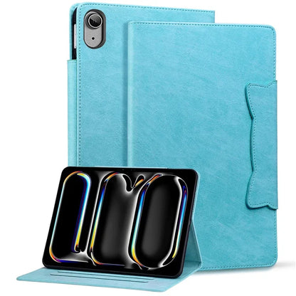 For iPad 10.9 (2022) Case Leather Business Folio Tablet Cover Cute Cat-Shaped Magnetic Clasp