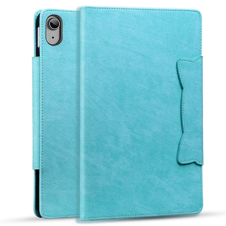 For iPad 10.9 (2022) Case Leather Business Folio Tablet Cover Cute Cat-Shaped Magnetic Clasp