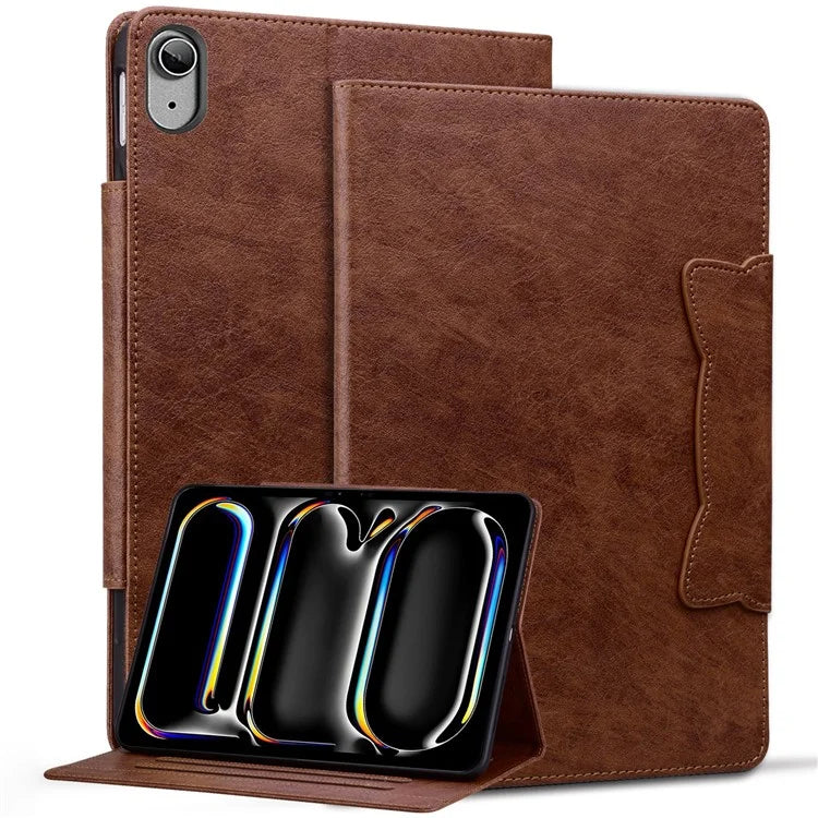 For iPad 10.9 (2022) Case Leather Business Folio Tablet Cover Cute Cat-Shaped Magnetic Clasp