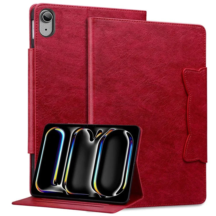 For iPad 10.9 (2022) Case Leather Business Folio Tablet Cover Cute Cat-Shaped Magnetic Clasp