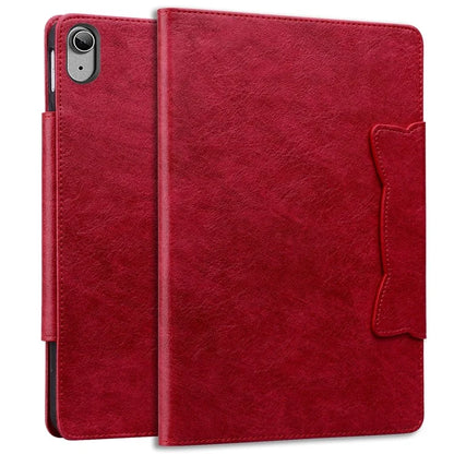 For iPad 10.9 (2022) Case Leather Business Folio Tablet Cover Cute Cat-Shaped Magnetic Clasp