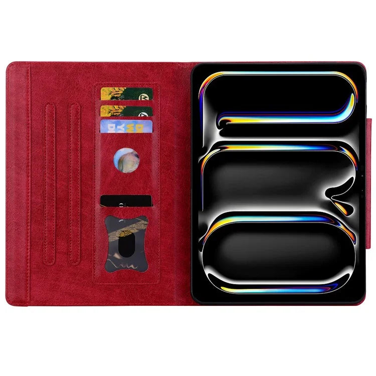 For iPad Pro 12.9-inch (2018) / (2020)  / (2021) / (2022) / iPad Air 13 (2024) Case Card Slots Business Leather Tablet Cover
