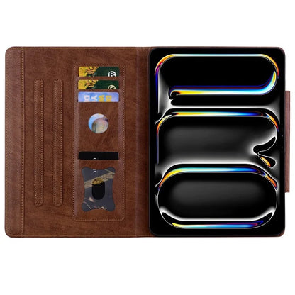 For iPad Pro 11 (2024) Case PU Leather Folio Stand Tablet Cover Cat-Shaped Magnetic Clasp