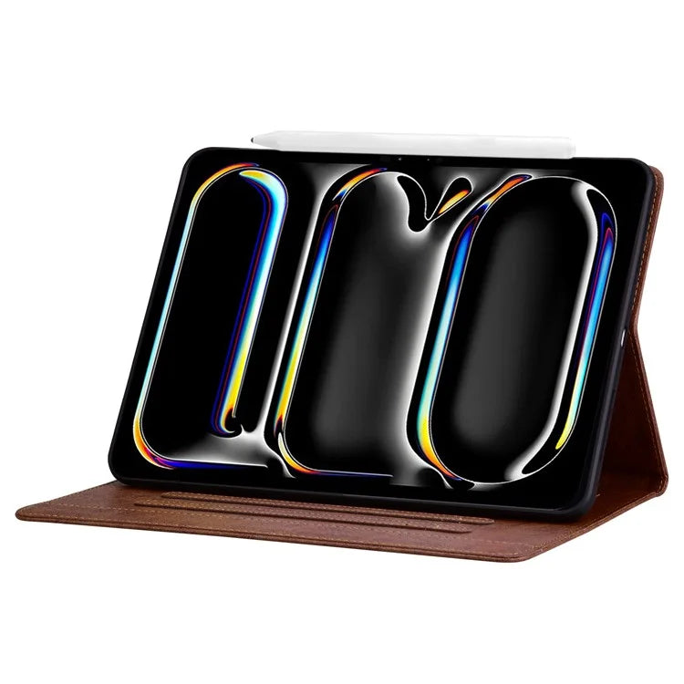 For iPad Pro 11 (2024) Case PU Leather Folio Stand Tablet Cover Cat-Shaped Magnetic Clasp