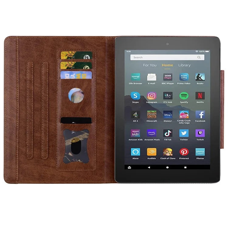 For Amazon Fire HD 8 (2020) / HD 8 (2022) Case PU Leather Stand Tablet Cover with Card Holder